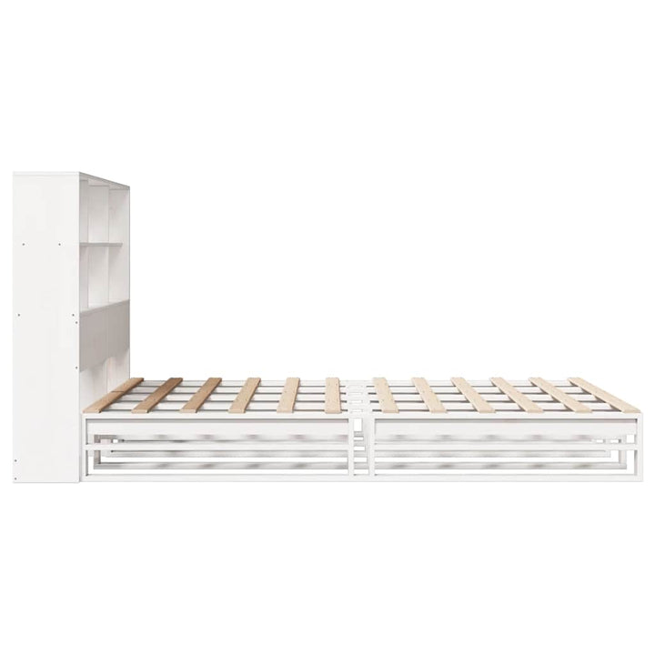 seng med reol uden madras 140x200 cm massivt træ hvid