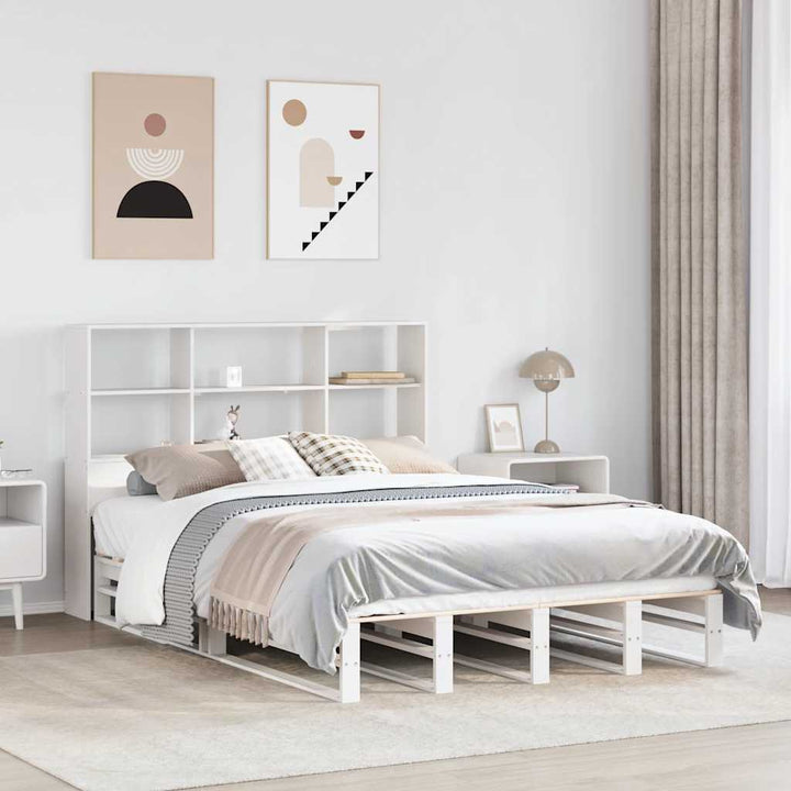 seng med reol uden madras 140x200 cm massivt træ hvid