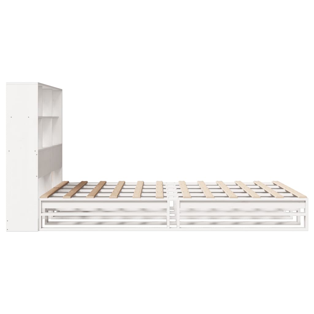 seng med reol uden madras 160x200 cm massivt træ hvid