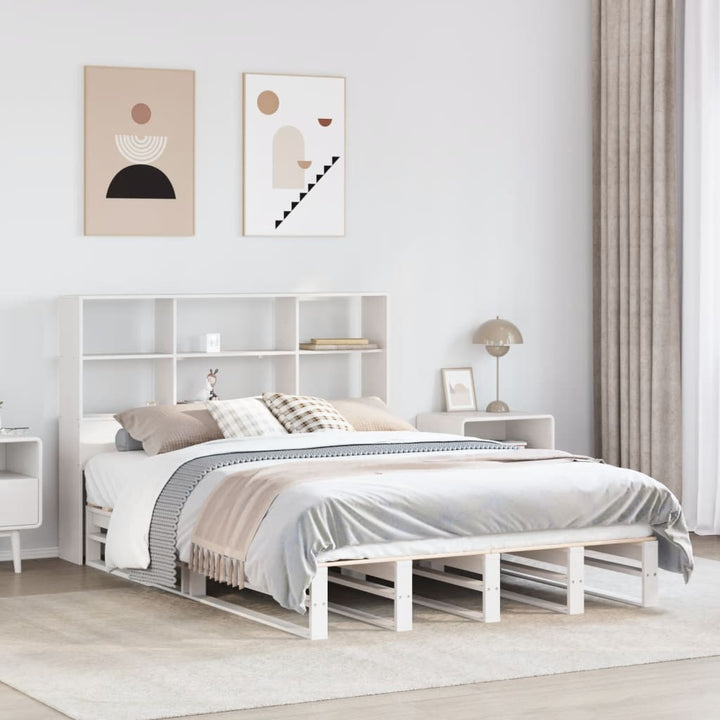 seng med reol uden madras 160x200 cm massivt træ hvid