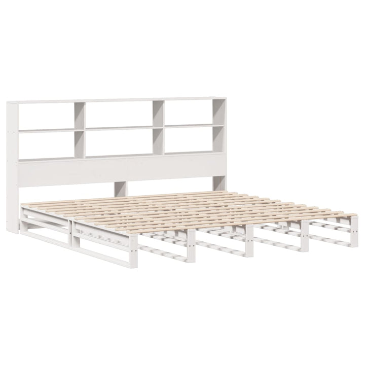 seng med reol uden madras 180x200 cm massivt træ hvid