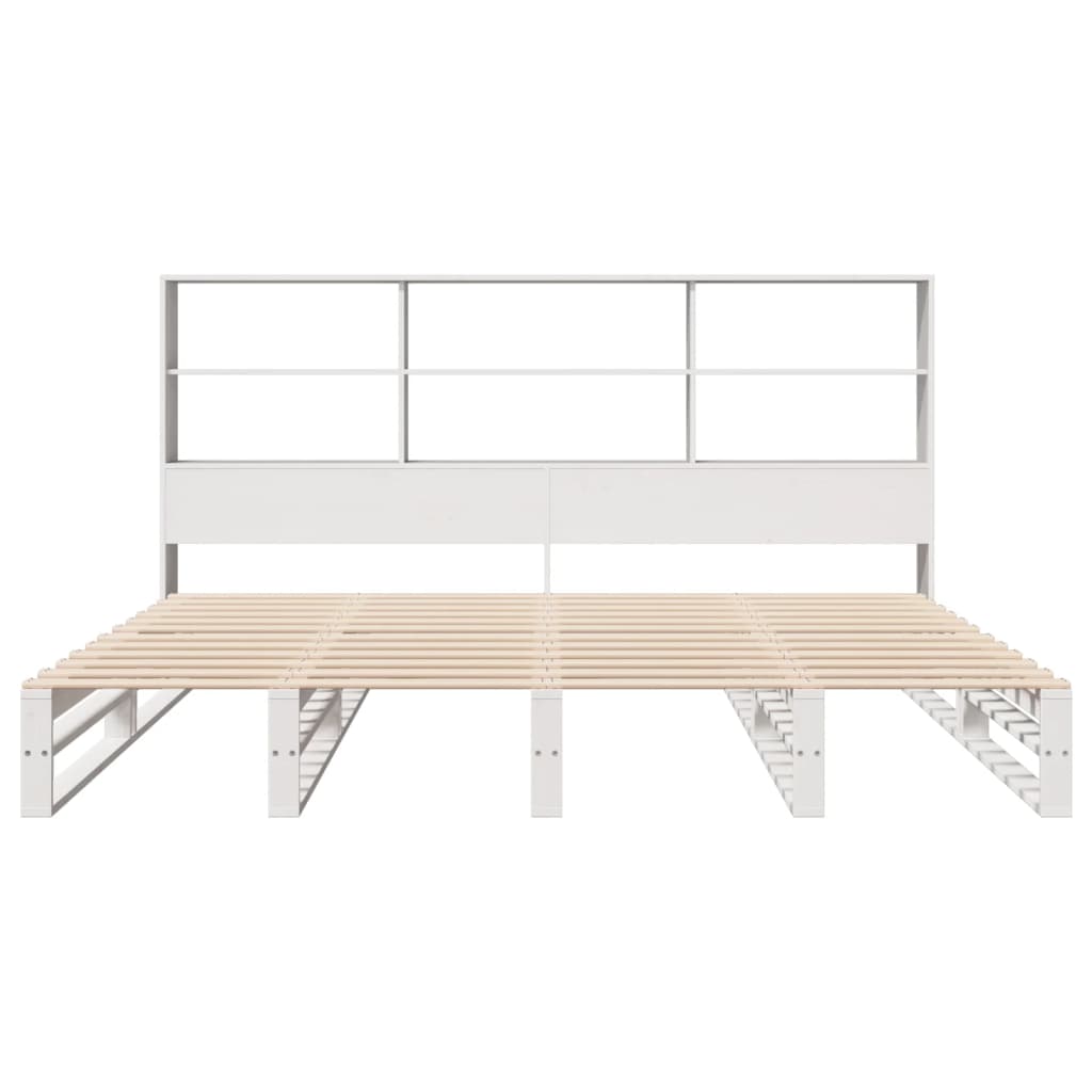 seng med reol uden madras 180x200 cm massivt træ hvid