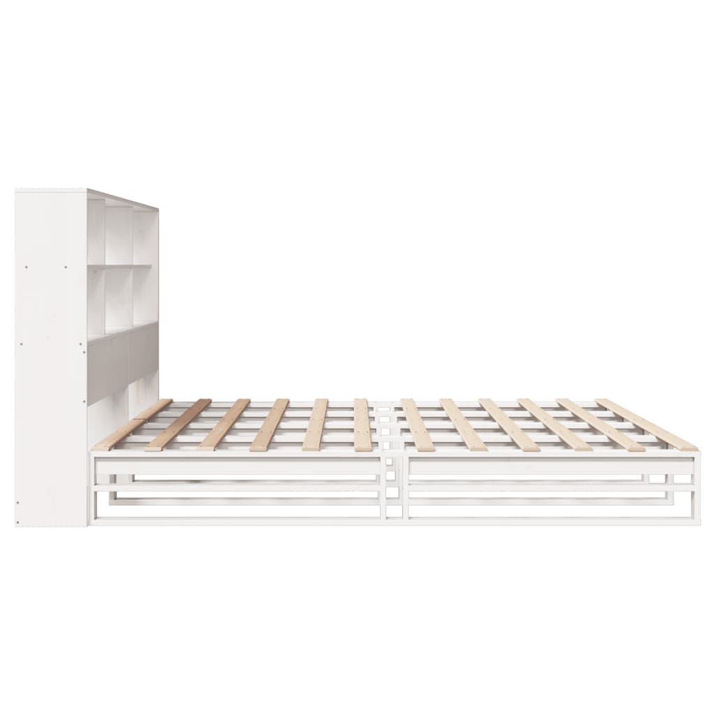seng med reol uden madras 180x200 cm massivt træ hvid