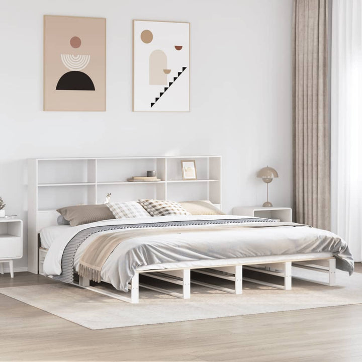 seng med reol uden madras 180x200 cm massivt træ hvid