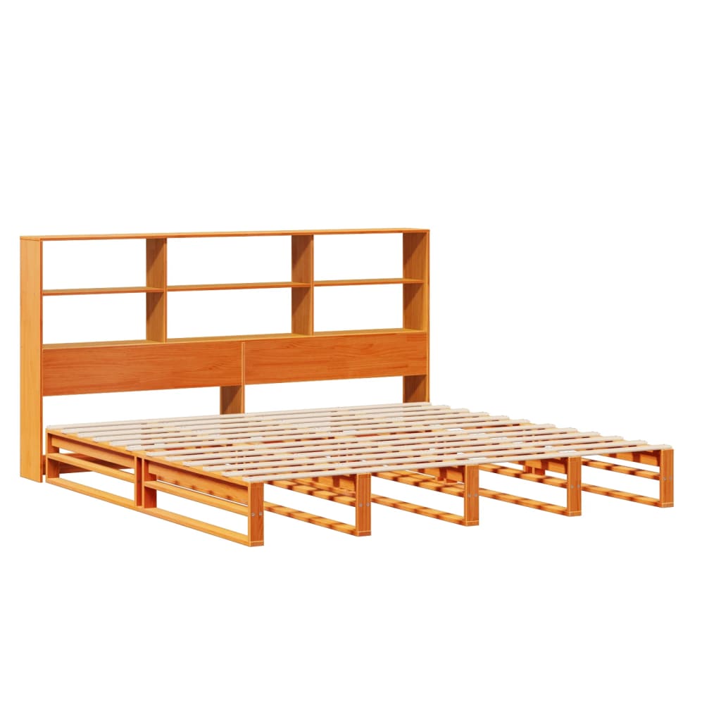 seng med reol uden madras 180x200 cm massivt træ gyldenbrun