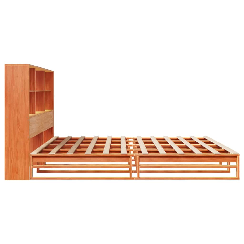 seng med reol uden madras 180x200 cm massivt træ gyldenbrun