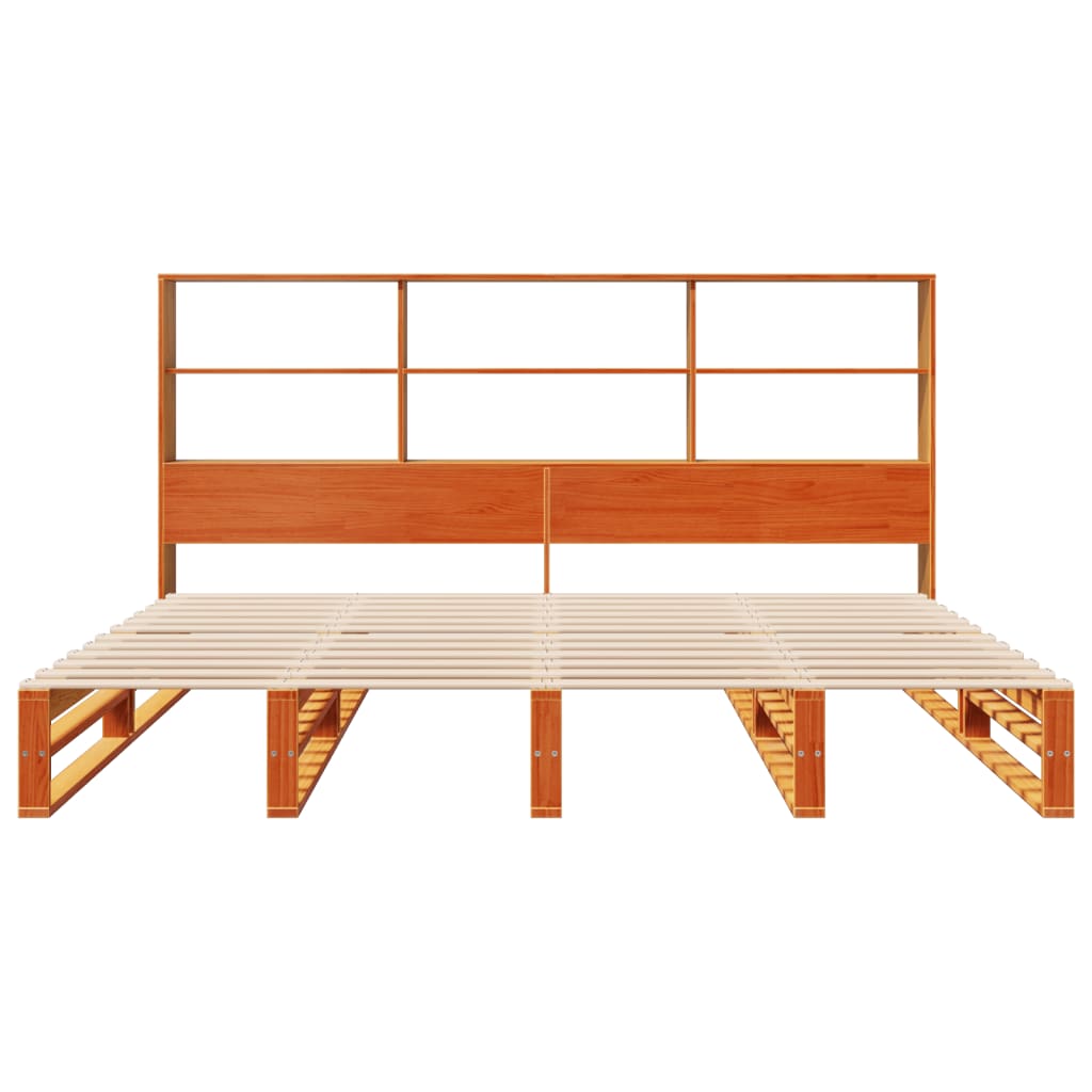 seng med reol uden madras 200x200 cm massivt træ gyldenbrun