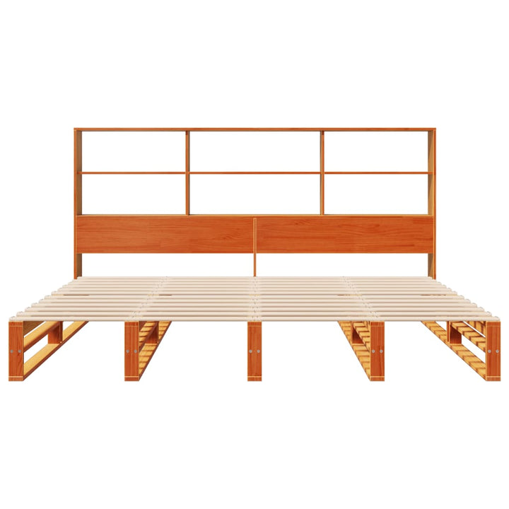 seng med reol uden madras 200x200 cm massivt træ gyldenbrun