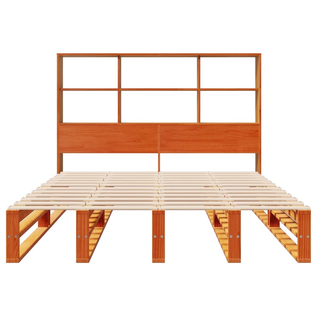 seng med reol uden madras 135x190 cm massivt træ brun