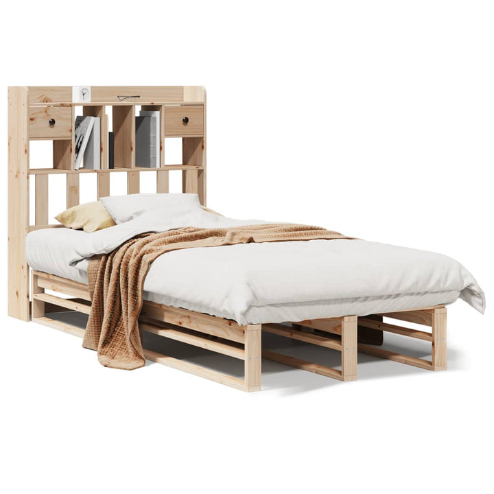 seng med reol uden madras 90x200 cm massivt fyrretræ