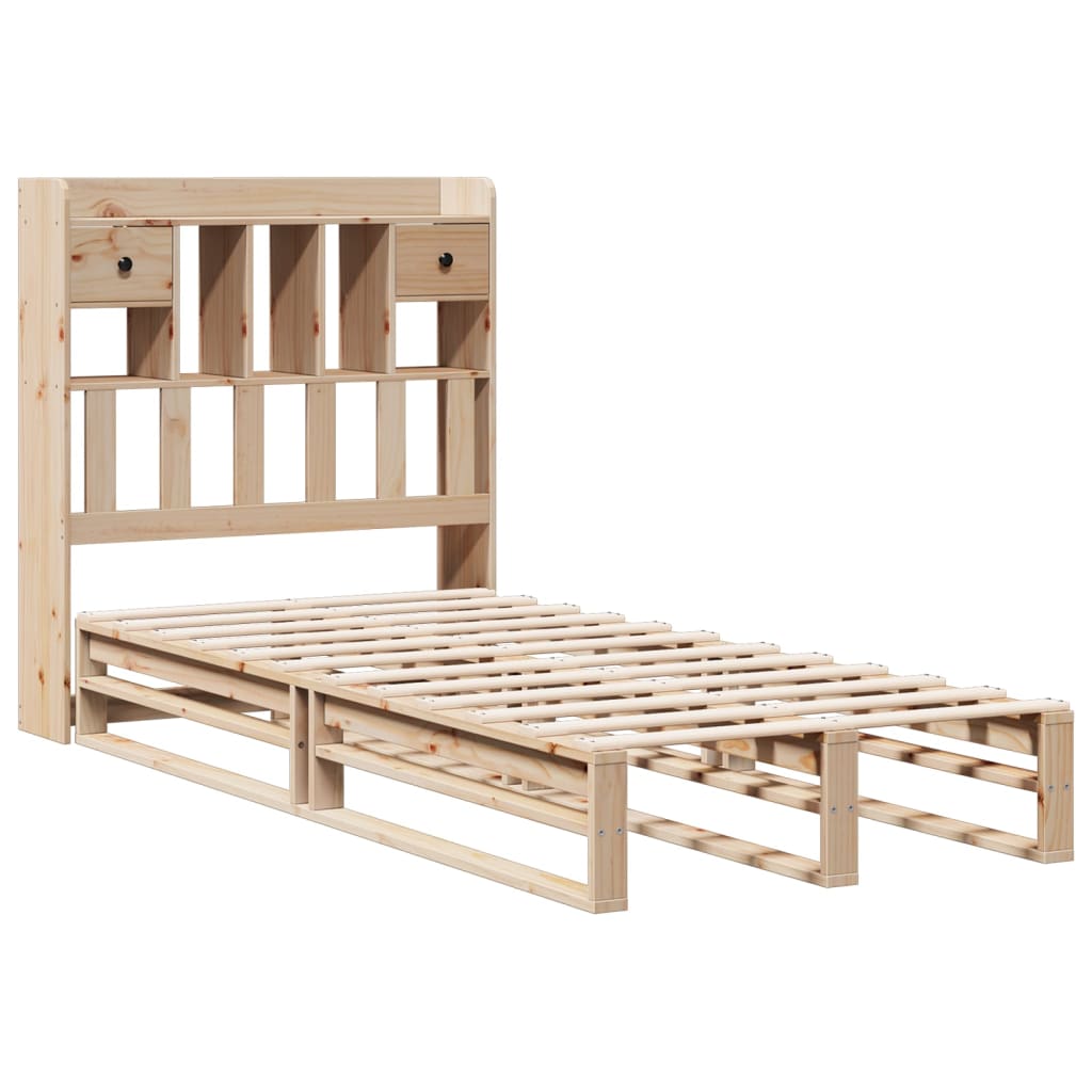 seng med reol uden madras 90x200 cm massivt fyrretræ