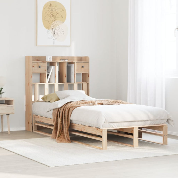 seng med reol uden madras 90x200 cm massivt fyrretræ