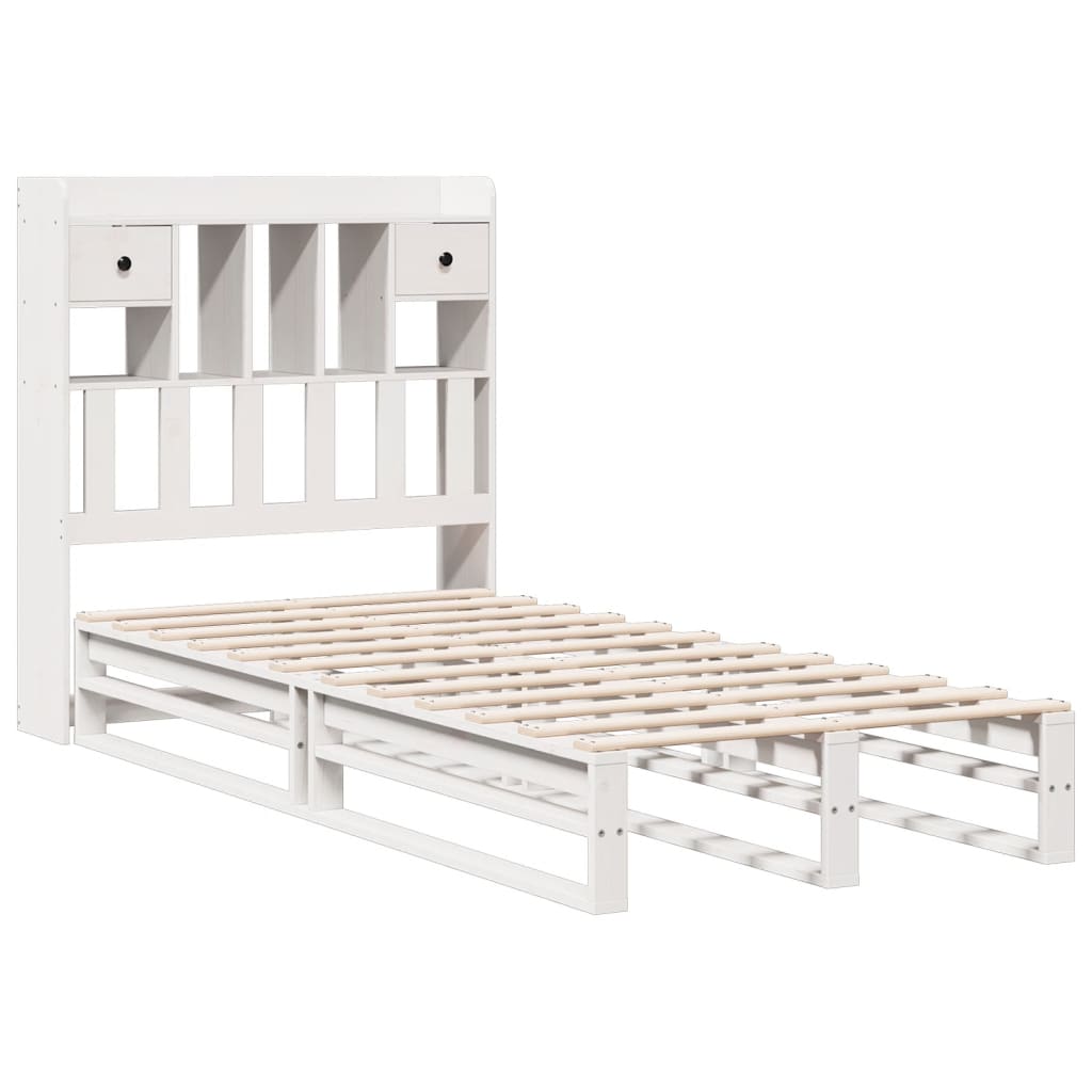 seng med reol uden madras 90x200 cm massivt fyrretræ hvid