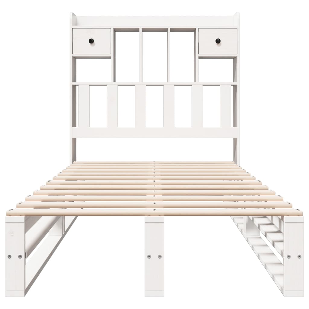 seng med reol uden madras 90x200 cm massivt fyrretræ hvid