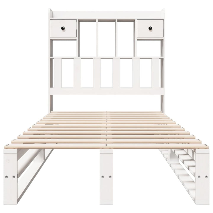 seng med reol uden madras 90x200 cm massivt fyrretræ hvid