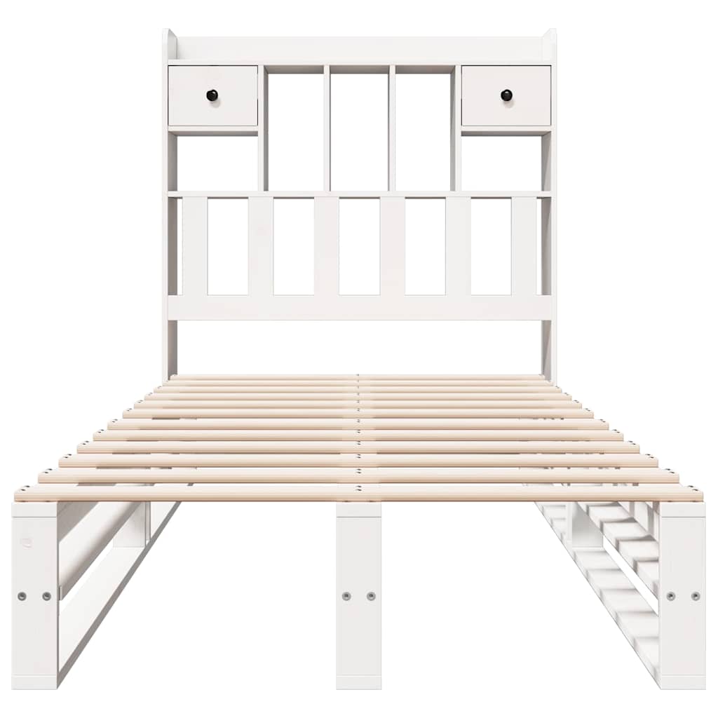 seng med reol uden madras 90x200 cm massivt fyrretræ hvid