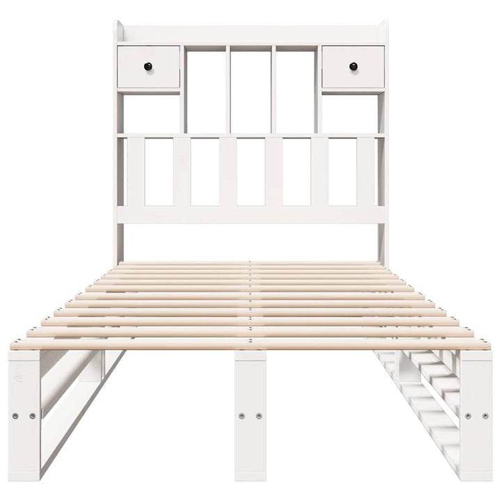 seng med reol uden madras 90x200 cm massivt fyrretræ hvid