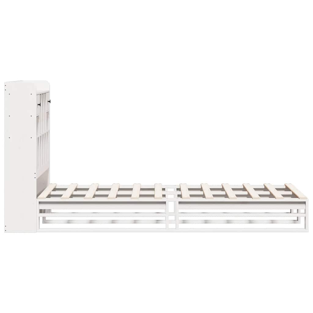 seng med reol uden madras 90x200 cm massivt fyrretræ hvid