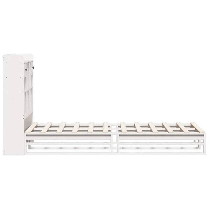 seng med reol uden madras 90x200 cm massivt fyrretræ hvid