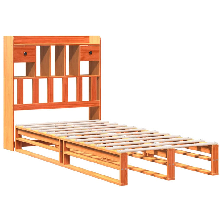 seng med reol uden madras 100x200cm massivt fyrretræ gyldenbrun