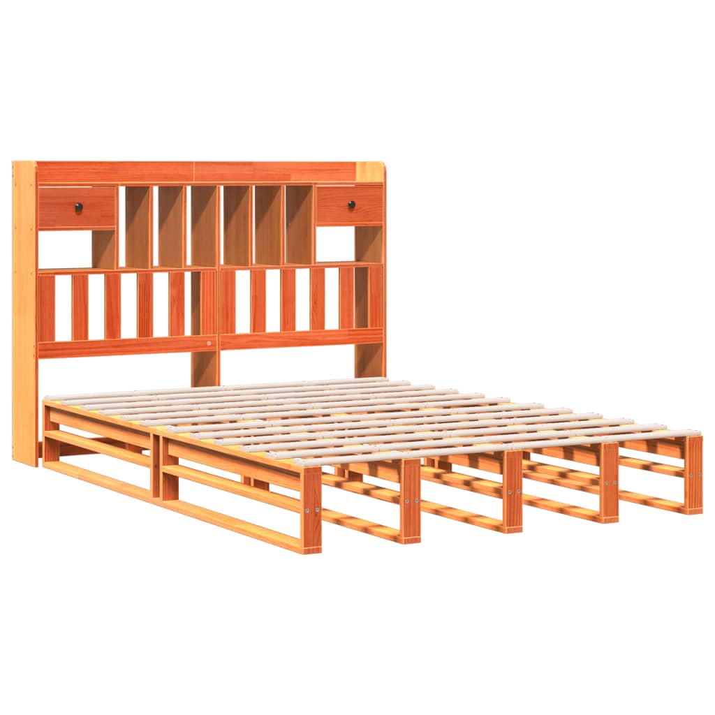 seng med reol uden madras 150x200cm massivt fyrretræ gyldenbrun