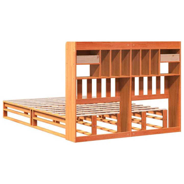 seng med reol uden madras 160x200cm massivt fyrretræ gyldenbrun