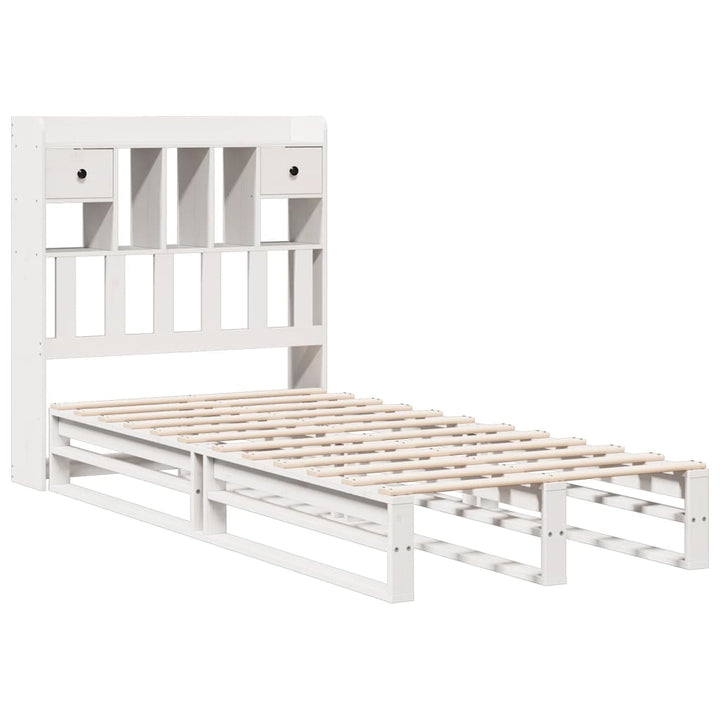 seng med reol uden madras 75x190 cm massivt fyrretræ hvid
