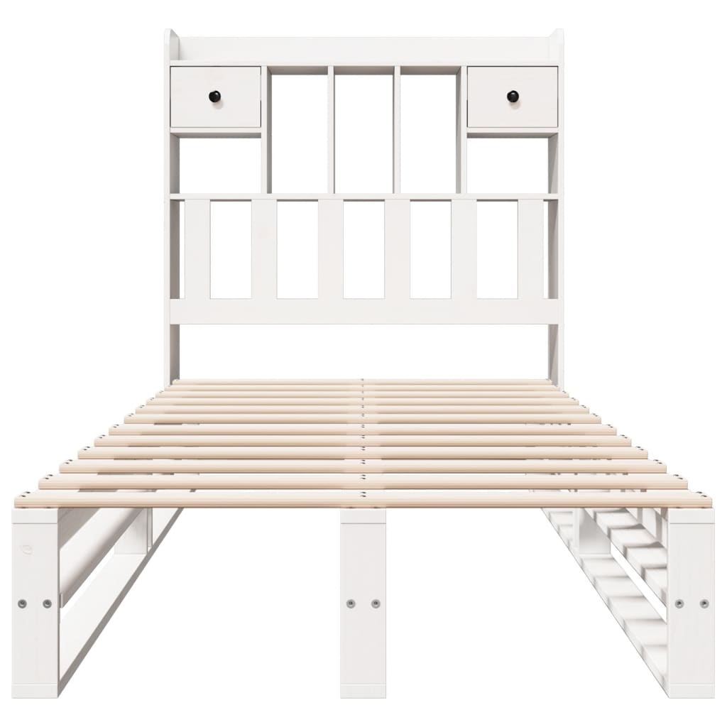 seng med reol uden madras 75x190 cm massivt fyrretræ hvid