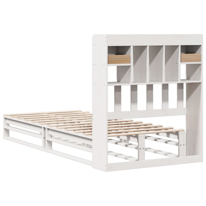 seng med reol uden madras 75x190 cm massivt fyrretræ hvid
