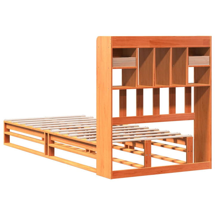 seng med reol uden madras 75x190 cm massivt fyrretræ gyldenbrun