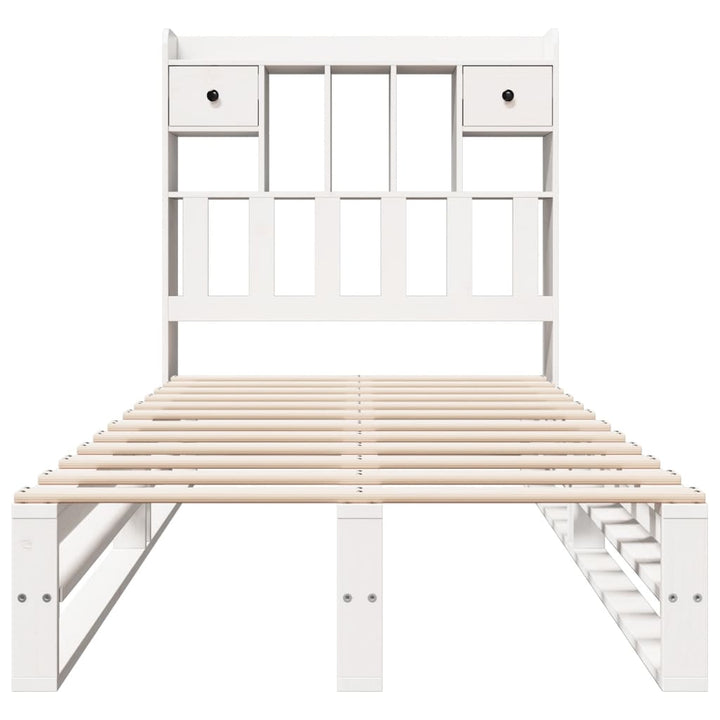 seng med reol uden madras 90x190 cm massivt fyrretræ hvid