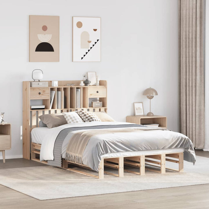 seng med reol uden madras 135x190 cm massivt fyrretræ