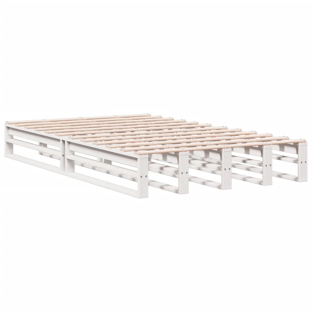 seng med reol uden madras 135x190 cm massivt fyrretræ hvid