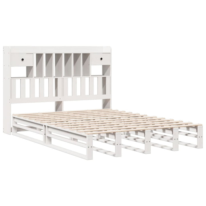 seng med reol uden madras 140x190 cm massivt fyrretræ hvid