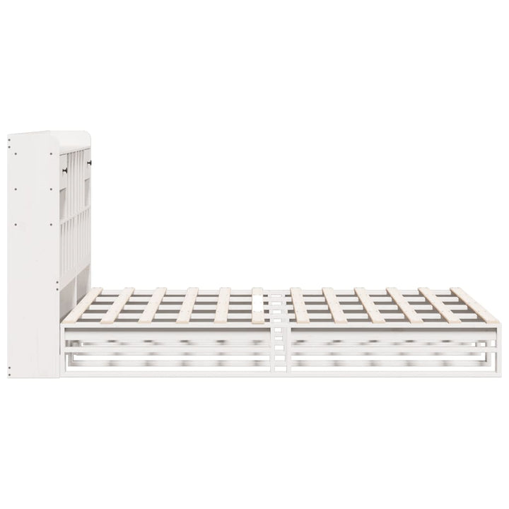 seng med reol uden madras 140x190 cm massivt fyrretræ hvid