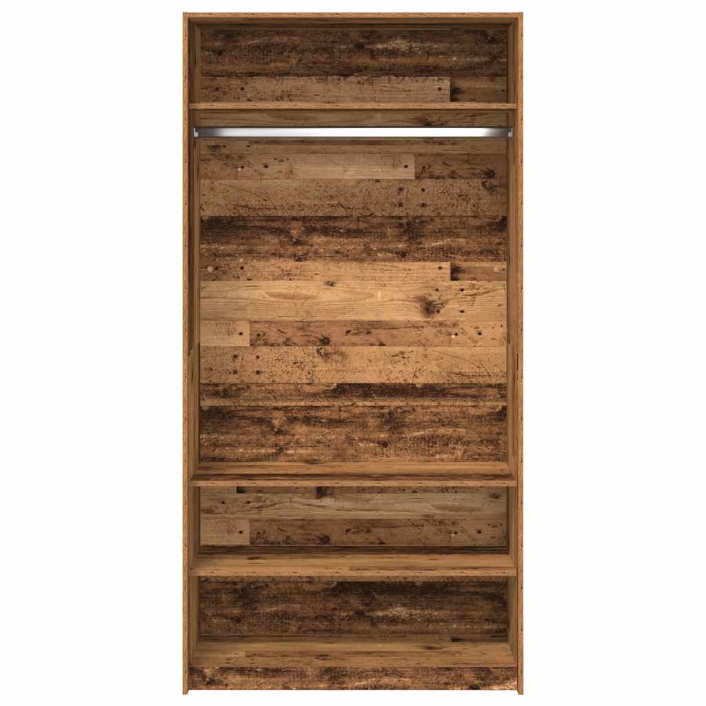 klædeskab 100x50x200 cm konstrueret træ gammelt trælook