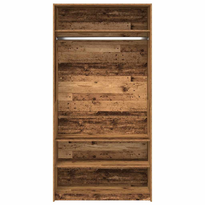 klædeskab 100x50x200 cm konstrueret træ gammelt trælook