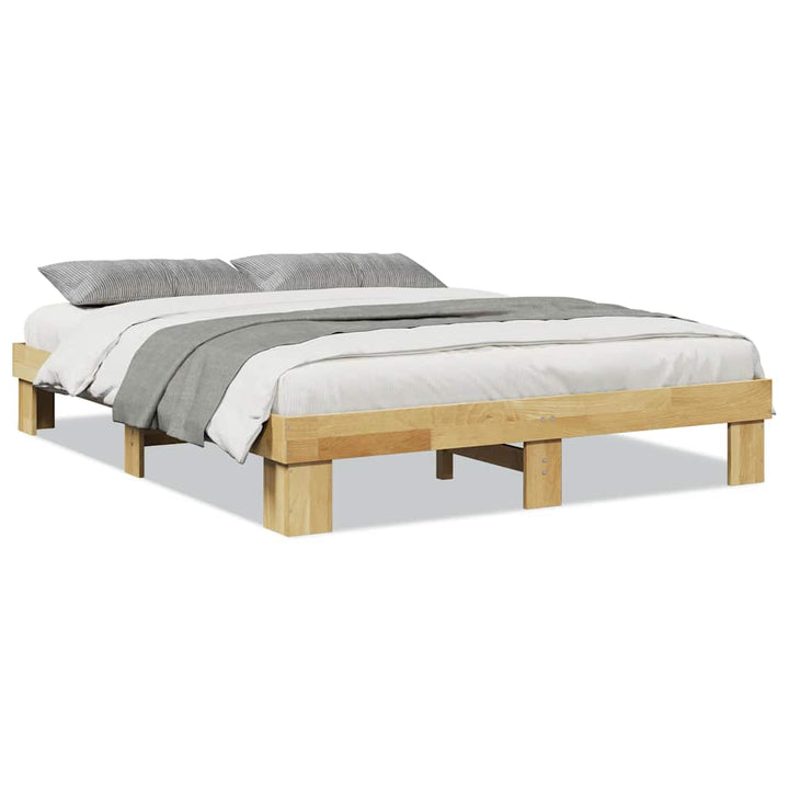 sengestel uden madras 135x190 cm massivt træ eg