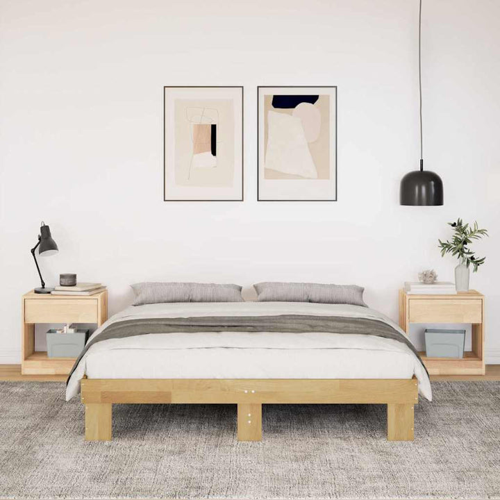 sengestel uden madras 135x190 cm massivt træ eg