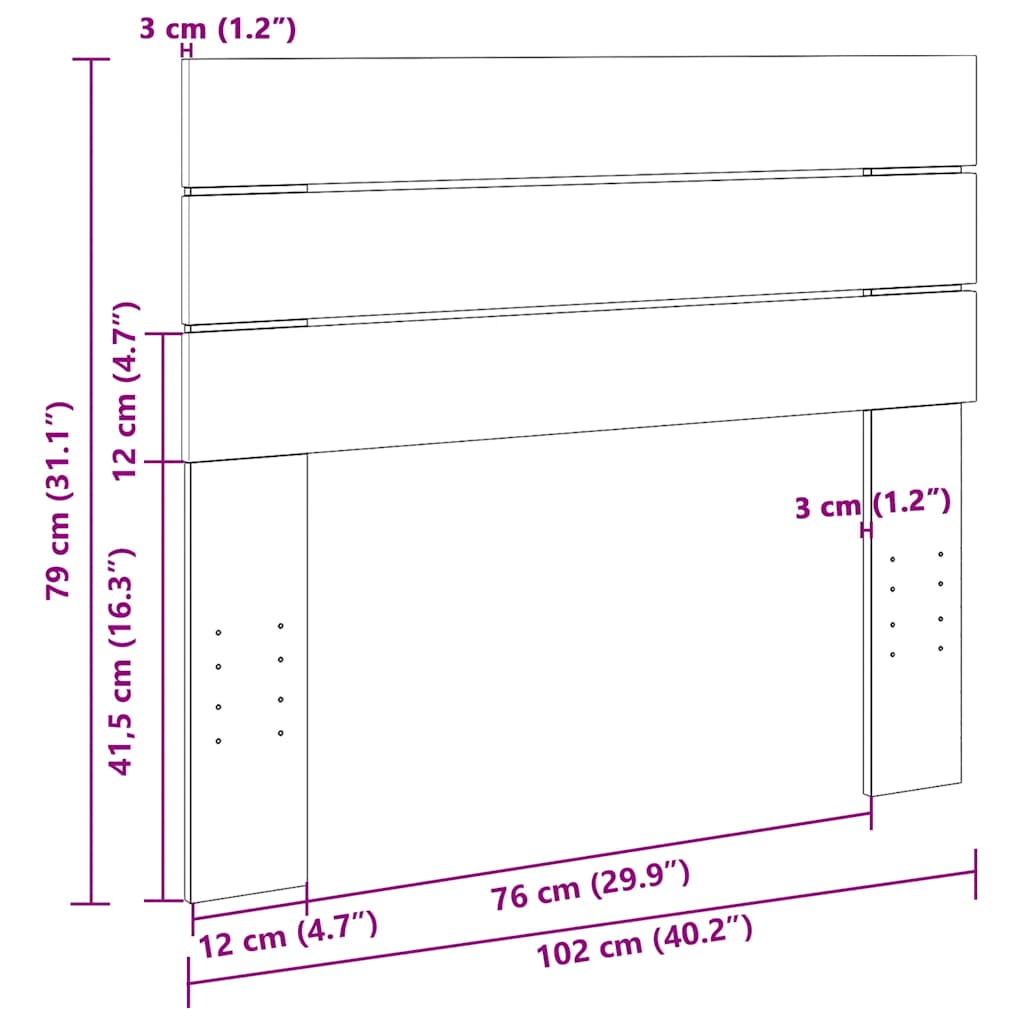 sengegavl 100 cm massivt træ eg