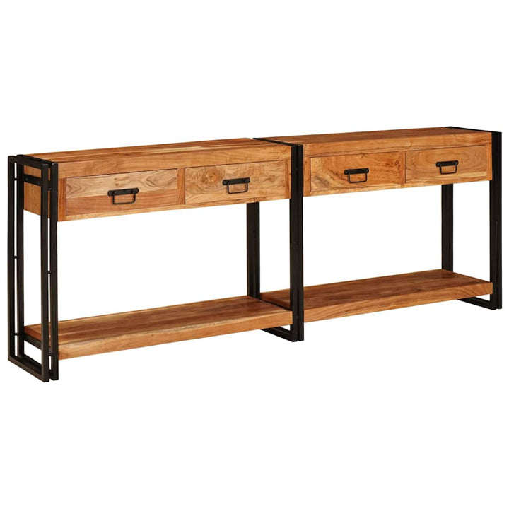 Konsolborde 2 pcs Brun 200 x 33 x 75 cm Massivt Akacietræ