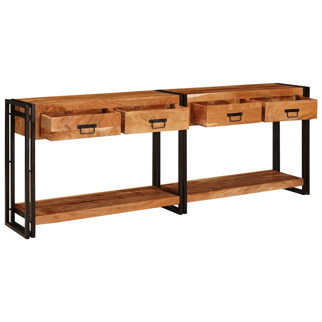 Konsolborde 2 pcs Brun 200 x 33 x 75 cm Massivt Akacietræ