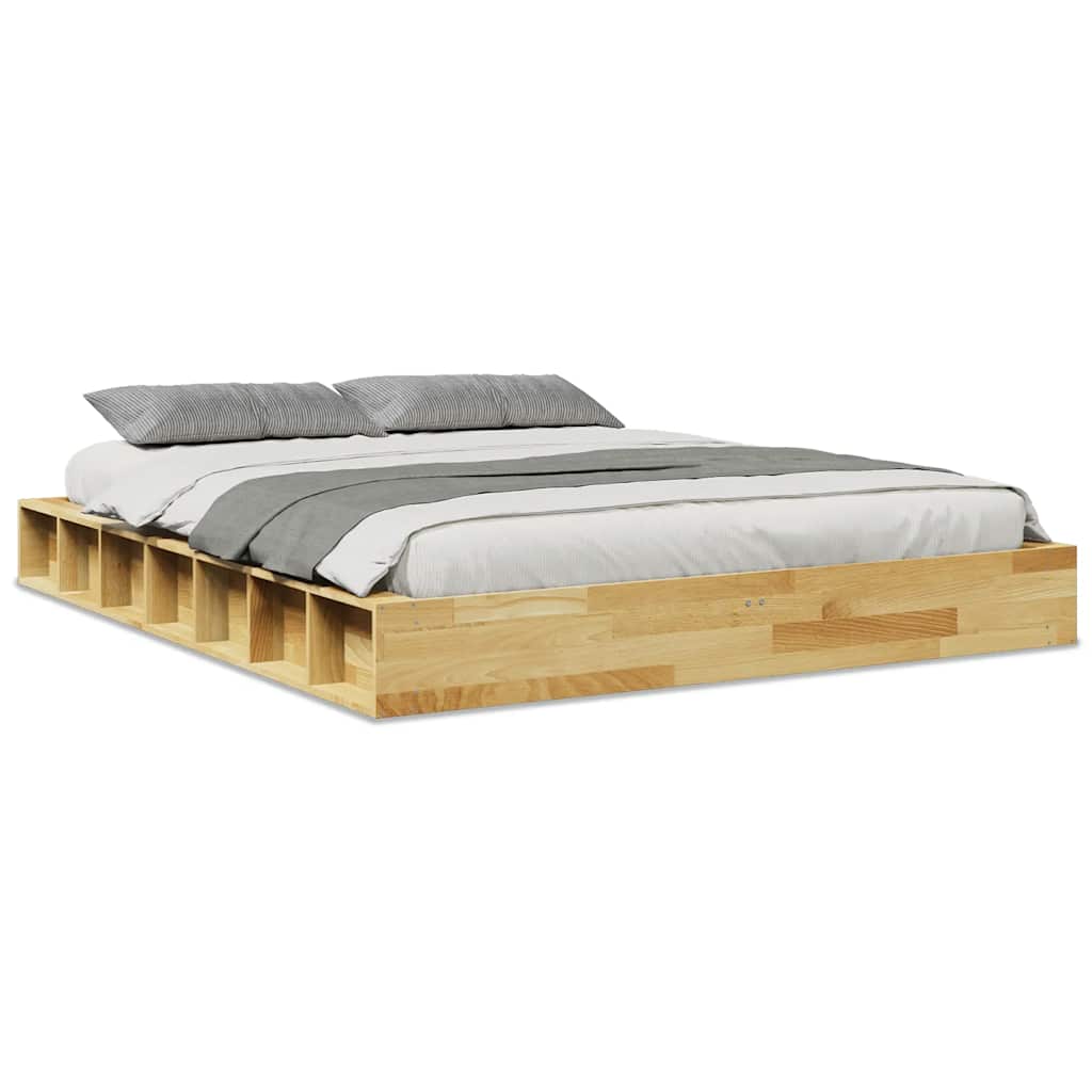 Sengeramme uden madras 150x200 cm Massivt træ Eg