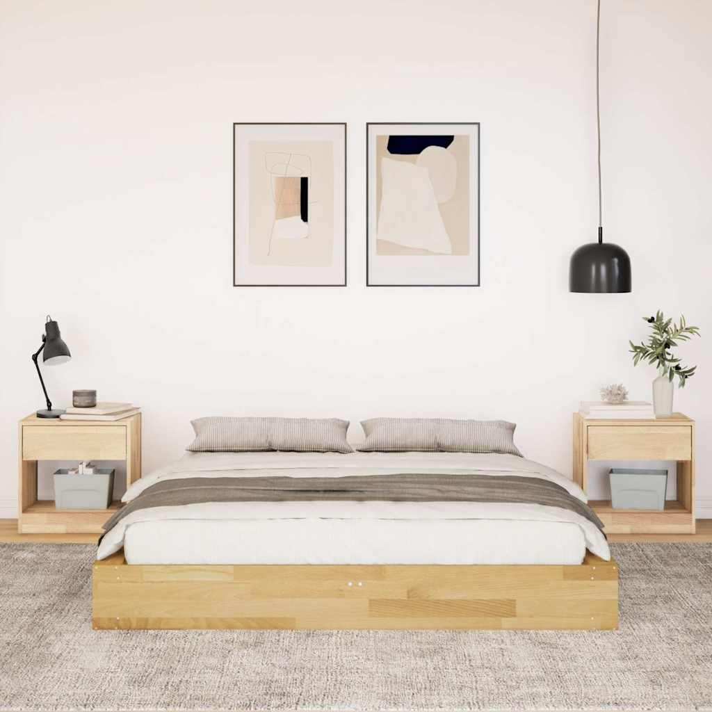 Sengeramme uden madras 150x200 cm Massivt træ Eg