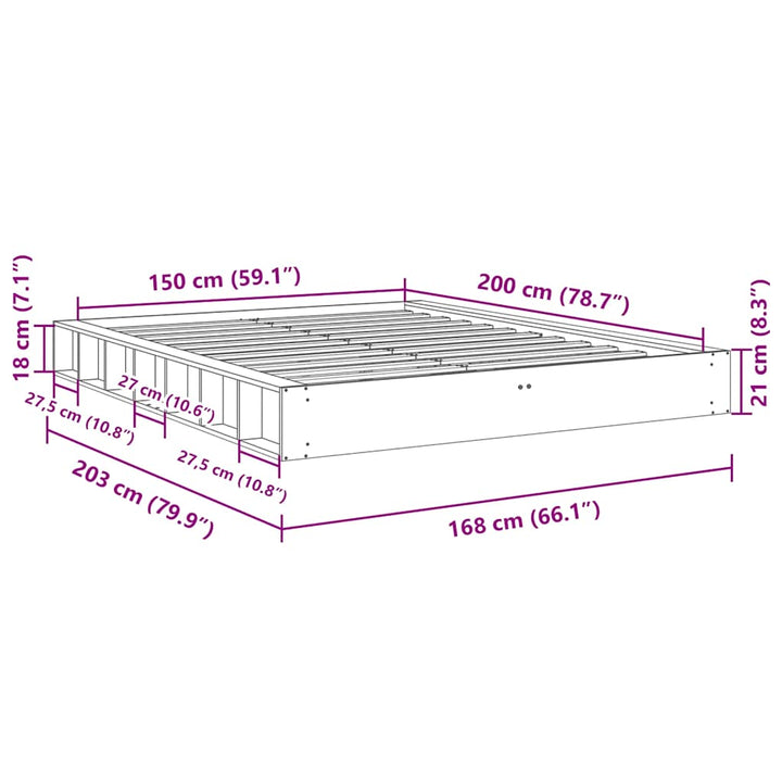 Sengeramme uden madras 150x200 cm Massivt træ Eg