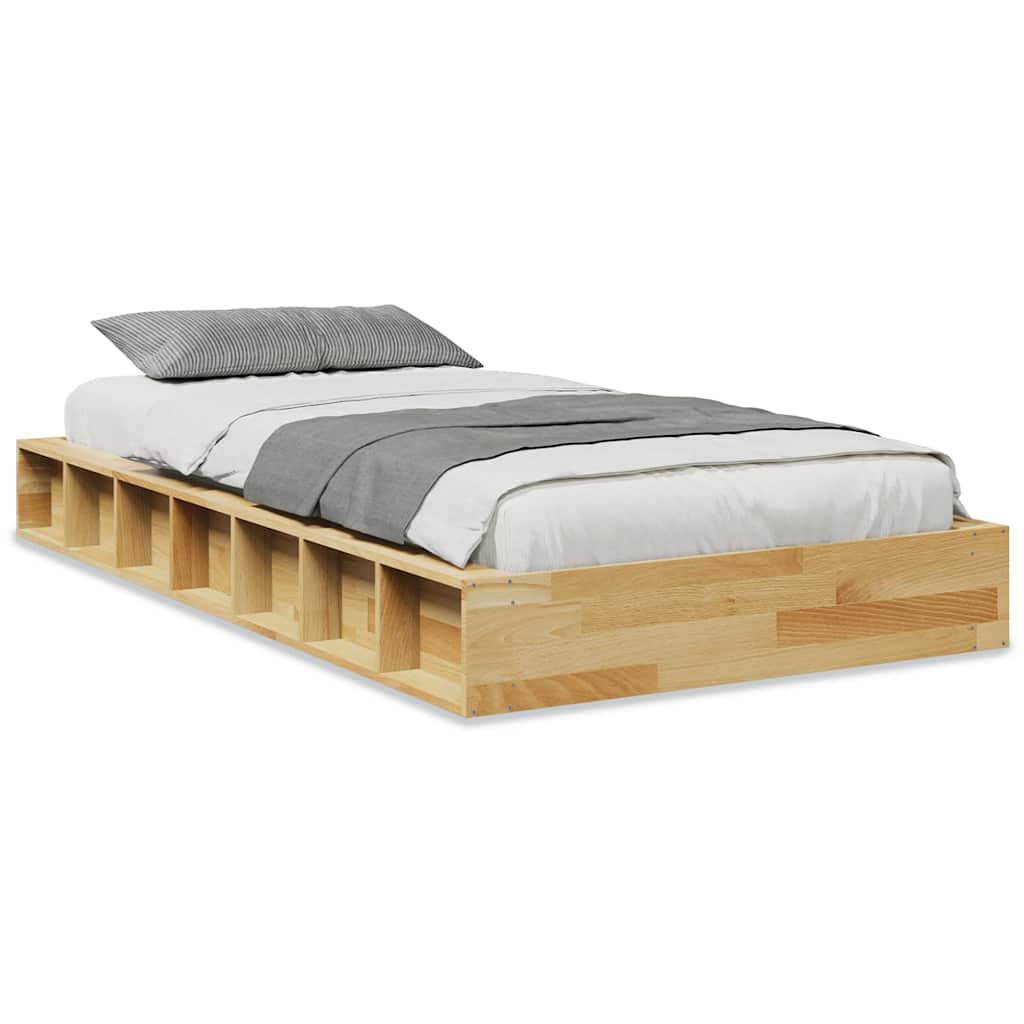 Sengeramme uden madras 75x190 cm Massivt træ Eg