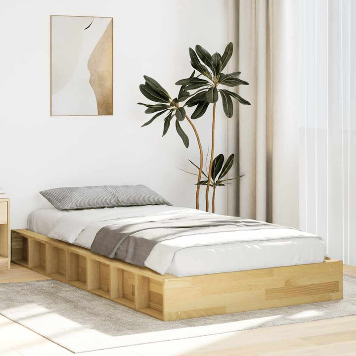 Sengeramme uden madras 75x190 cm Massivt træ Eg