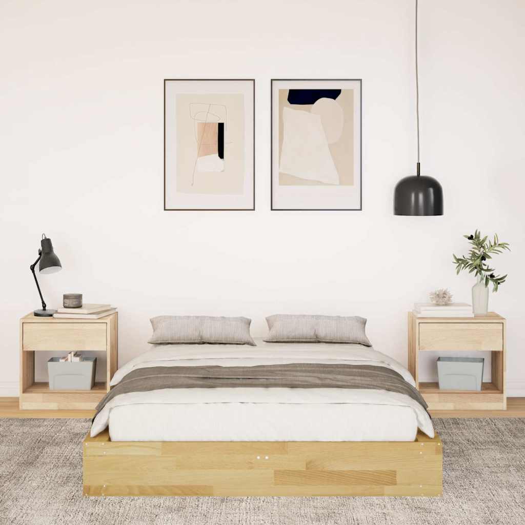 Sengeramme uden madras 120x190 cm Massivt træ Eg