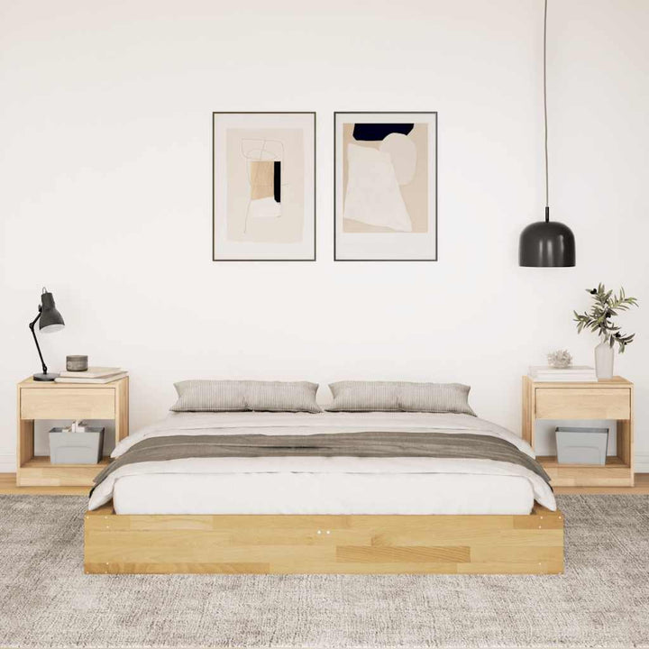 Sengeramme uden madras 140x190 cm Massivtræ Eg