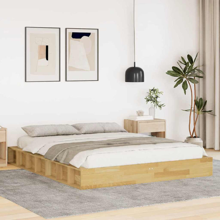Sengeramme uden madras 140x190 cm Massivtræ Eg
